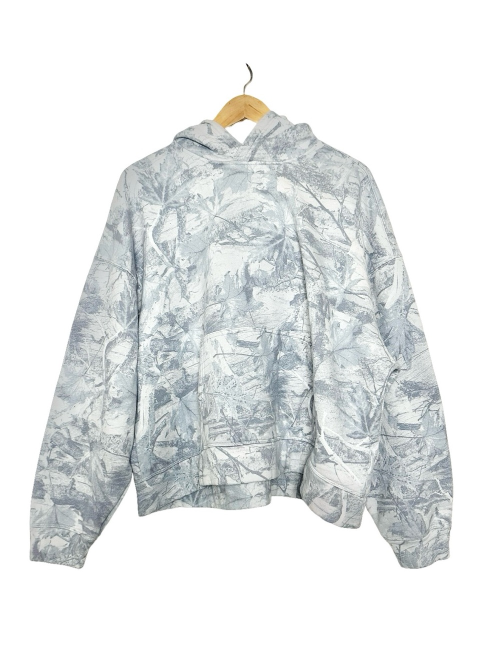 Hollister Grey Camo Leaf Print Super Boxy Fit Hoodie M
